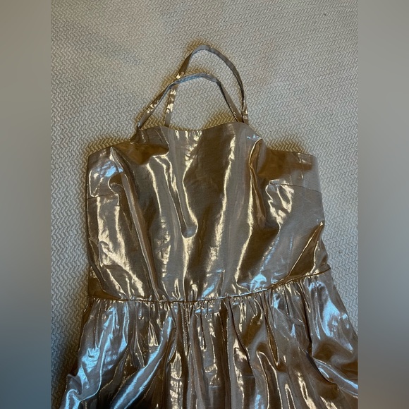 Metallic Tie -Back  Tiered Maxi Dress S Petite - Picture 3 of 10